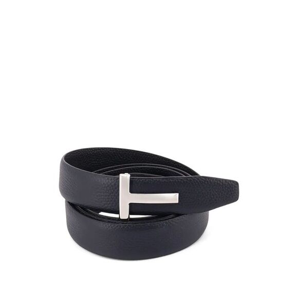 Tom Ford Men Grained Leather T-Buckle Belt